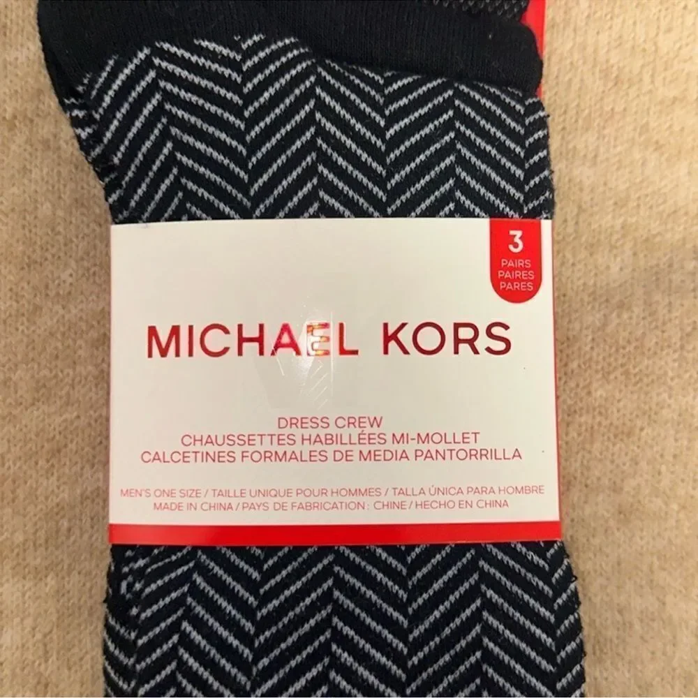 MK Men’s 3 pack Sky Midnight Blue Chevron Stripe Cotton Blend Dress Crew Socks